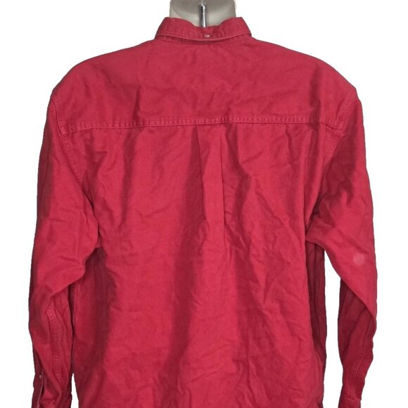 Vintage County Seat Authentic Jeanswear Men Sz L Red Denim Shirt Button Front - Picture 2 of 6